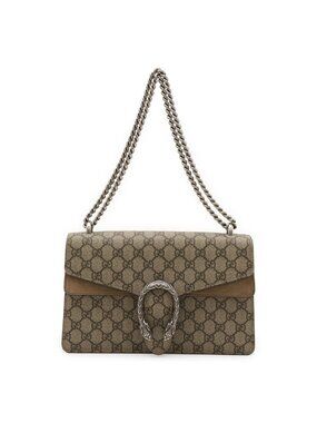Gucci Dionysus GG Supreme Shoulder Bag Chain Taiga Head Suede Beige
